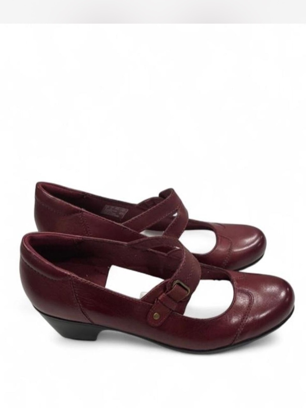 Clarks Women's Wine Double-Strap Mary Jane’s with small heel